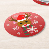 White Christmas Rudolph, der Rotnasen-Rentier Runder Pappuntersetzer (Angewinkelt)