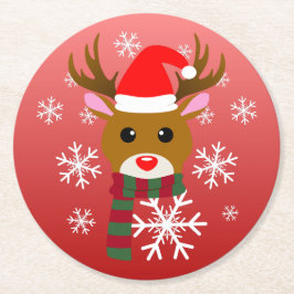 White Christmas Rudolph, der Rotnasen-Rentier Runder Pappuntersetzer