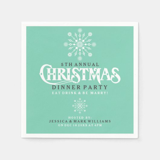 White Christmas Snowflake Dinner Party Design Serviette (Vorderseite)