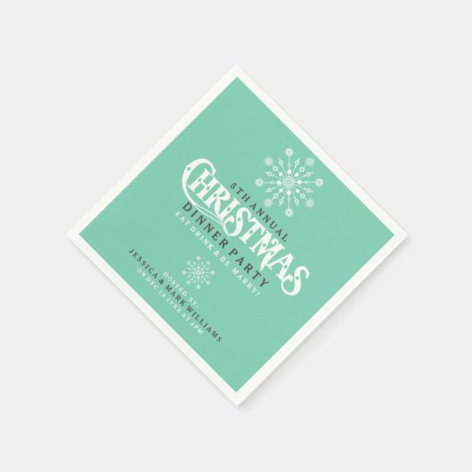 White Christmas Snowflake Dinner Party Design Serviette (Ecke)