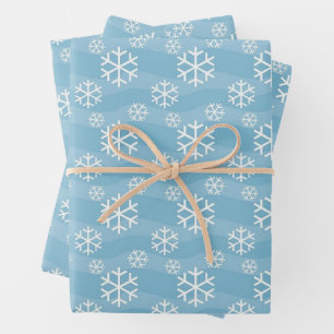 White Christmas Snowflakes Abstrakt Blue Geschenkpapier Set