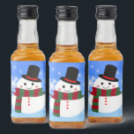 White Christmas Snowman Alkoholflaschenetikett<br><div class="desc">Frohe Weihnachten!</div>