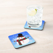 White Christmas Snowman Getränkeuntersetzer (Rechte Seite)