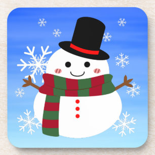 White Christmas Snowman Getränkeuntersetzer