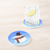 White Christmas Snowman Getränkeuntersetzer (Seite)