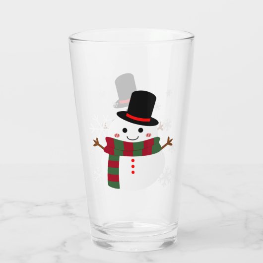 White Christmas Snowman Glas (Rückseite)
