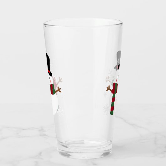 White Christmas Snowman Glas (Links)