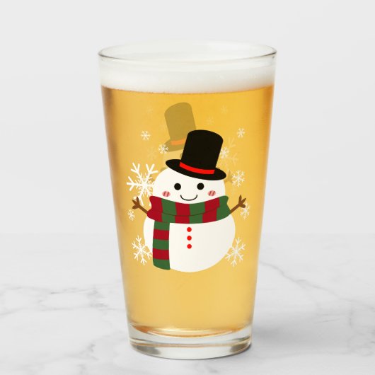 White Christmas Snowman Glas (Vorne (Gefüllt))