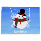 White Christmas Snowman Große Geschenktüte (Rückseite)