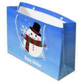 White Christmas Snowman Große Geschenktüte (Rückseite Schrägansicht)