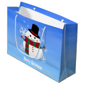 White Christmas Snowman Große Geschenktüte (Vorderseite Schrägansicht)