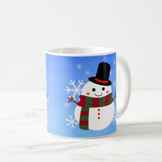White Christmas Snowman Kaffeetasse (VorderseiteRechts)