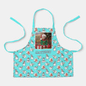 White Christmas Snowman Kids Foto Aqua Schürze (Vorderseite)