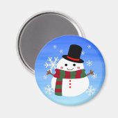 White Christmas Snowman Magnet (Vorderseite/Rückseite)