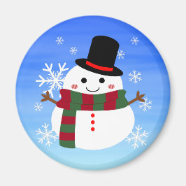 White Christmas Snowman Magnet