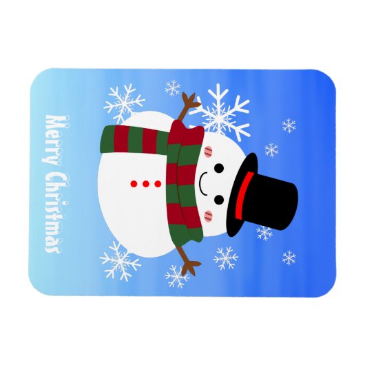 White Christmas Snowman Magnet (Horizontal)