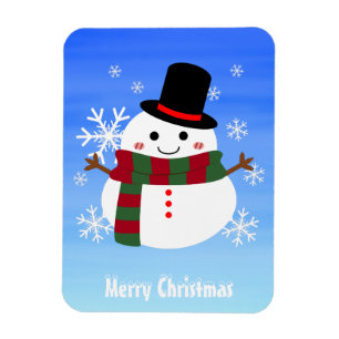 White Christmas Snowman Magnet