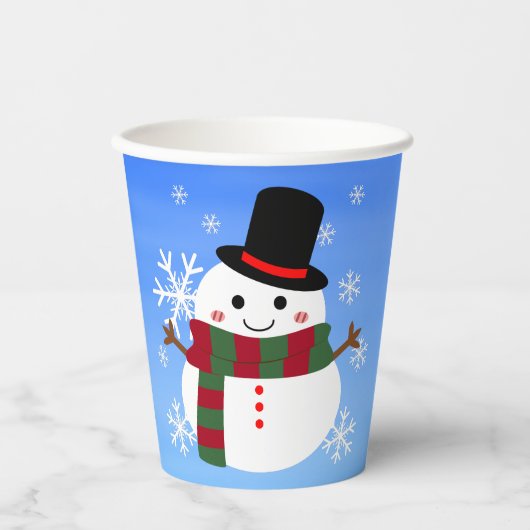 White Christmas Snowman Pappbecher (Vorderseite)