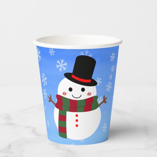 White Christmas Snowman Pappbecher (Vorderseite)