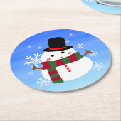 White Christmas Snowman Runder Pappuntersetzer (Angewinkelt)