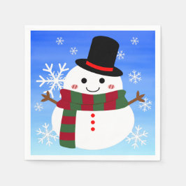 White Christmas Snowman Serviette