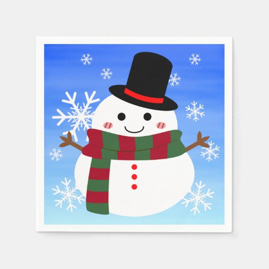 White Christmas Snowman Serviette (Vorderseite)