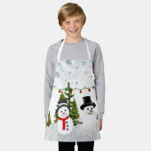 White Christmas Snowman / Snow Scene for Kids Schürze (Getragen)