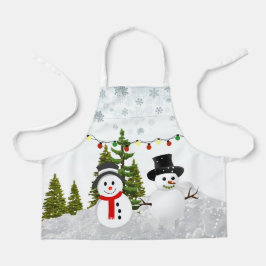 White Christmas Snowman / Snow Scene for Kids Schürze