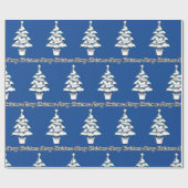 White Christmas Tree Blue Decorations - Frohe Weih Geschenkpapier (Flach)