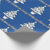 White Christmas Tree Blue Decorations - Frohe Weih Geschenkpapier (Ecke)