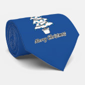 White Christmas Tree Blue Decorations - Frohe Weih Krawatte (Gerollt)