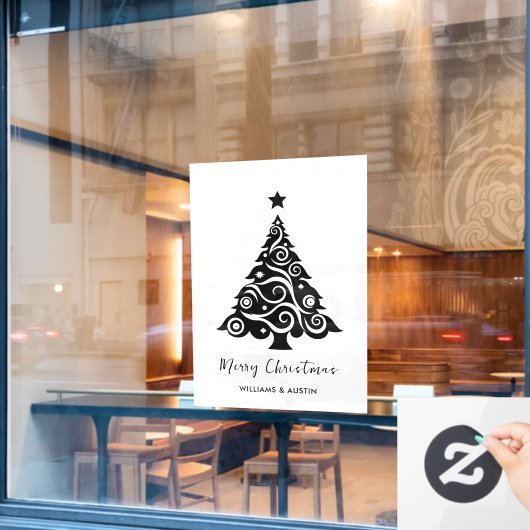White Christmas Tree Business Window Dekoration Fensteraufkleber (Café-Fenster)