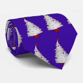 White Christmas Tree on Blue Krawatte (Gerollt)