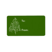 White Christmas Tree on Green Gift Tag Adressaufkleber (Vorne)
