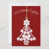 White Christmas Tree Ornament Deep Red Custom Einladung (Vorderseite)