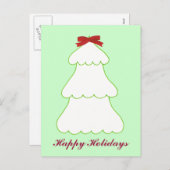 White Christmas Tree Red Bow Holidays Postkarten (Vorne/Hinten)