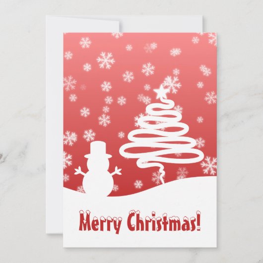 White Christmas Tree und Snowman Flat Card (Vorderseite)