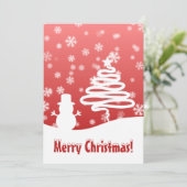 White Christmas Tree und Snowman Flat Card (Stehend Vorderseite)