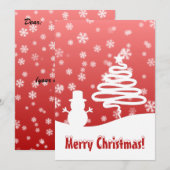 White Christmas Tree und Snowman Flat Card (Vorne/Hinten)
