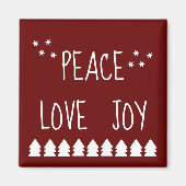 White Christmas Trees Peace Liebe Joy Magnet (Vorne)