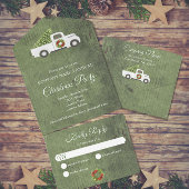 White Christmas Truck Green Wood Company Party All In One Einladung