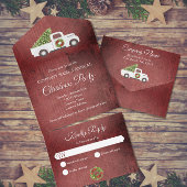 White Christmas Truck Red Wood Company Party All In One Einladung