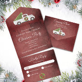 White Christmas Truck Red Wood Company Party All In One Einladung