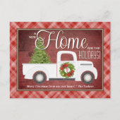 White Christmas Truck Rotes Kariertes Holz Bewegun Postkarte (Vorderseite)