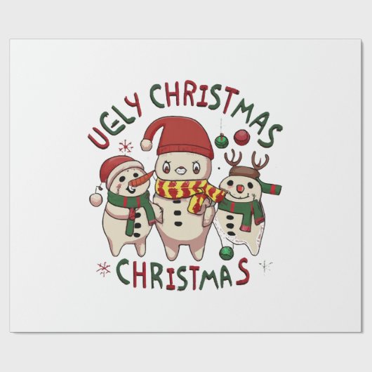 White Christmas; UGLY CHRISTMAS Geschenkpapier (Flach)