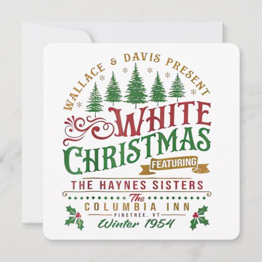 White Christmas Wallace und Davis Haynes Sister Einladung (Vorderseite)