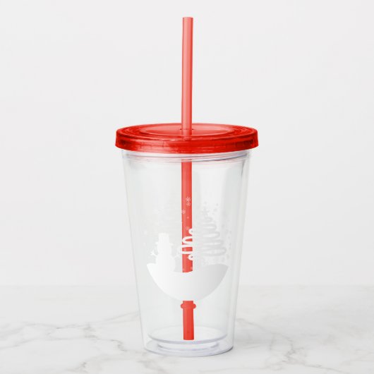 White Christmas Winter Wonderland Snowman Tree Acryltrinkbecher (Vorderseite)