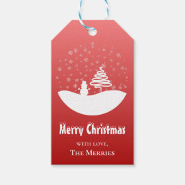 White Christmas Winter Wonderland Snowman Tree Geschenkanhänger