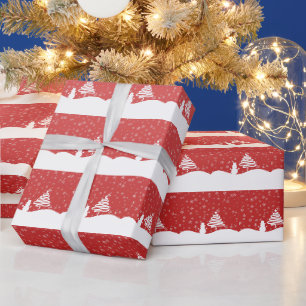 White Christmas Winter Wonderland Snowman Tree Geschenkpapier
