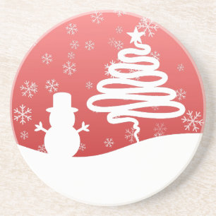 White Christmas Winter Wonderland Snowman Tree Getränkeuntersetzer